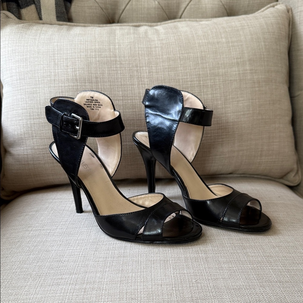 Nine West Black Strappy Heels